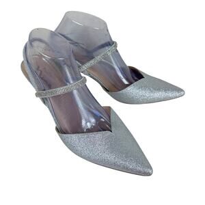 Nina Silver‎ Glitter Shimmer Pointed Closed Toe Rhinestone Strappy Heels Size 11